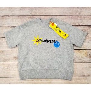 Off-White Kids Graphic Sun & Peace Logo Print High Neck Tee Sweatshirt S…
